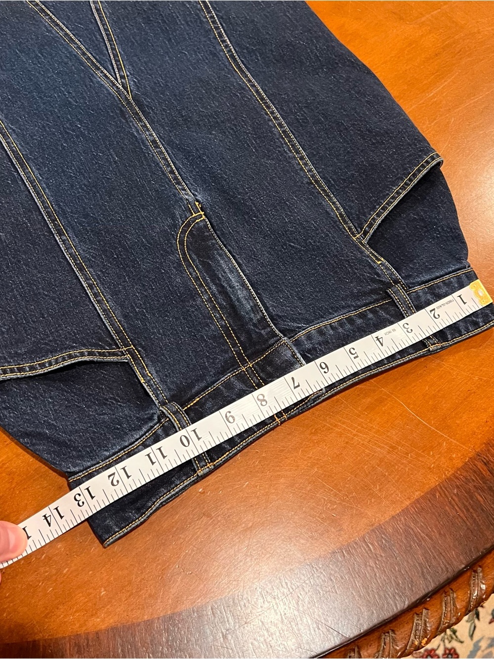 Pilcro x Anthropologie Fluted Denim Maxi Skirt Dark Wash 0 Stretch Seamed Jean - Picture 14 of 16